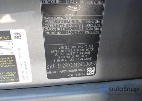 2021 Land Rover Discovery P300 S R-Dynamic from USA, damaged, VIN SALRT2RX3M2450092